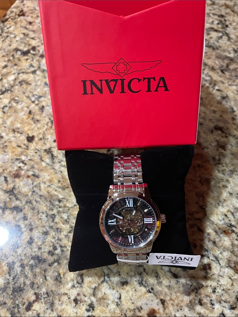 Invicta Men’s Silver Bracelet Skeleton Dial Watch